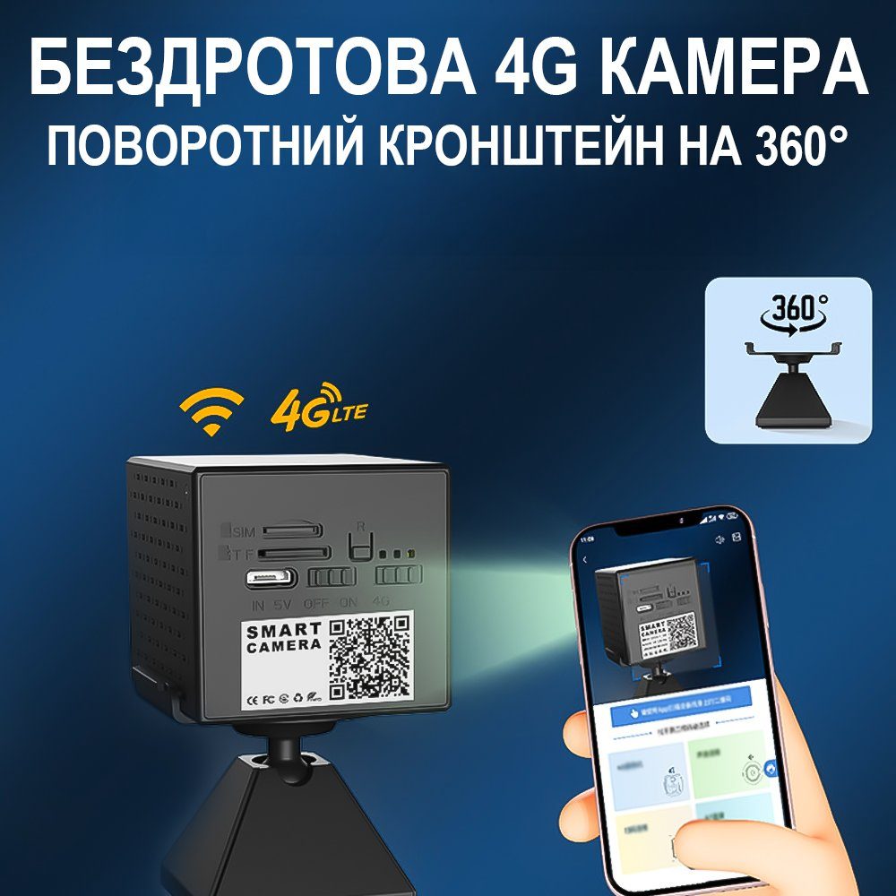 Бездротова 4G міні-камера відеоспостереження Camsoy S60G з подвійною лінзою та датчиком руху, 3 Мп, 2К, iOS/Android 3