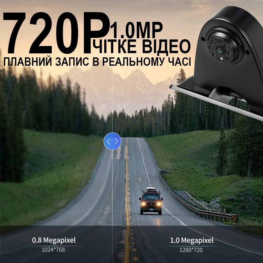 Камера заднього виду Podofo A4248 для Mercedes-Benz Sprinter 2010-2019 у штатне місце стоп-сигналу, з ІЧ нічним баченням, IP67, black 8