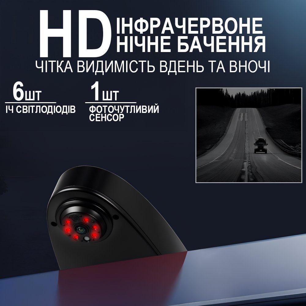 Камера заднього виду Podofo A4248 для Mercedes-Benz Sprinter 2010-2019 у штатне місце стоп-сигналу, з ІЧ нічним баченням, IP67, black 6