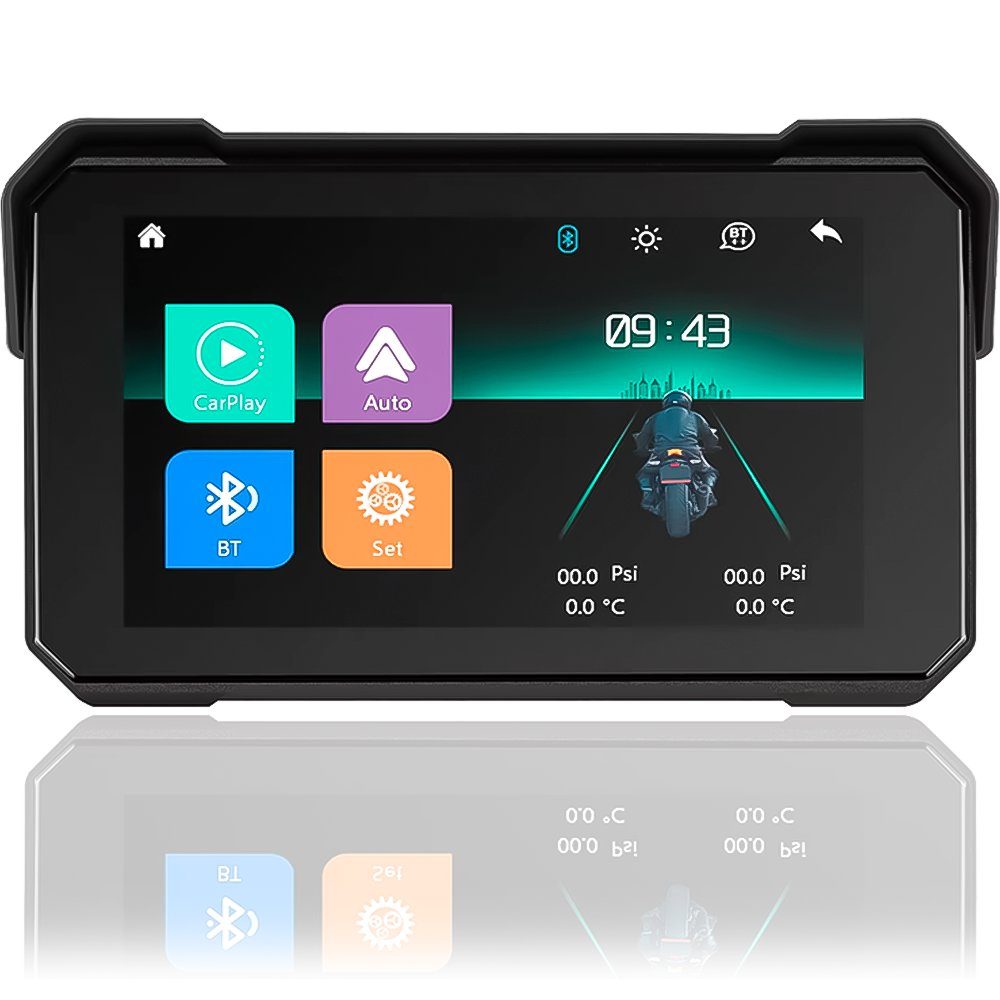 Мультимедійний монітор для мотоцикла Podofo A4058 з Bluetooth, Apple CarPlay та Android Auto, IP68, 5" екран, чорний 2
