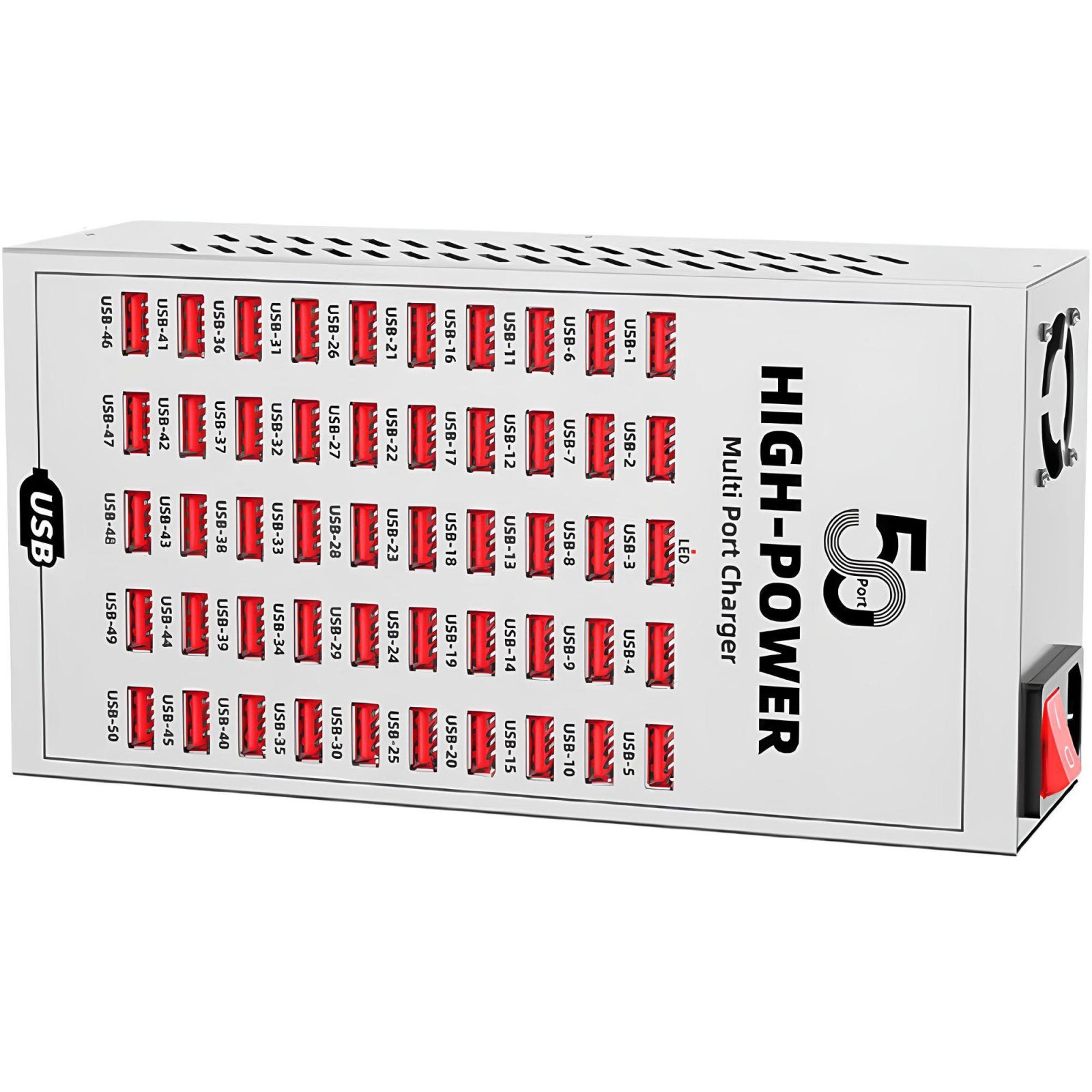 Багатопортовий зарядний пристрій на 50 USB портів Addap WLX-T2A, професійна зарядна станція для смартфонів і планшетів, 200W 3