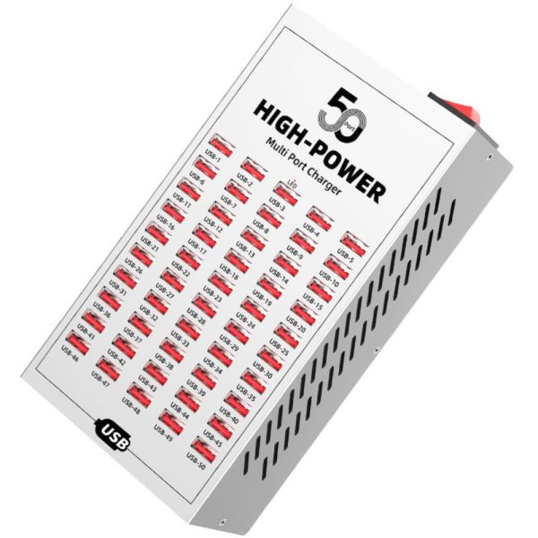 Багатопортовий зарядний пристрій на 50 USB портів Addap WLX-T2A, професійна зарядна станція для смартфонів і планшетів, 200W