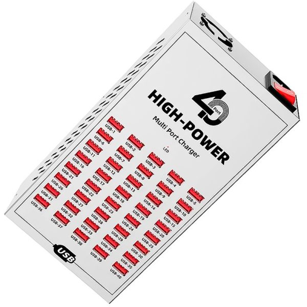 Багатопортова зарядна станція на 40 USB портів Addap WLX-T2B, 200W, професійний багатопортовий зарядний пристрій для смартфонів і планшетів