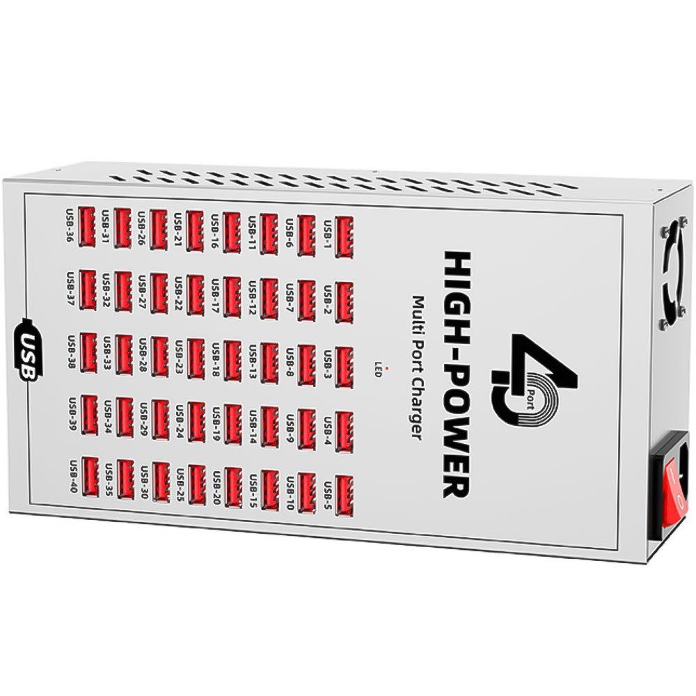 Багатопортова зарядна станція на 40 USB портів Addap WLX-T2B, 200W, професійний багатопортовий зарядний пристрій для смартфонів і планшетів 9
