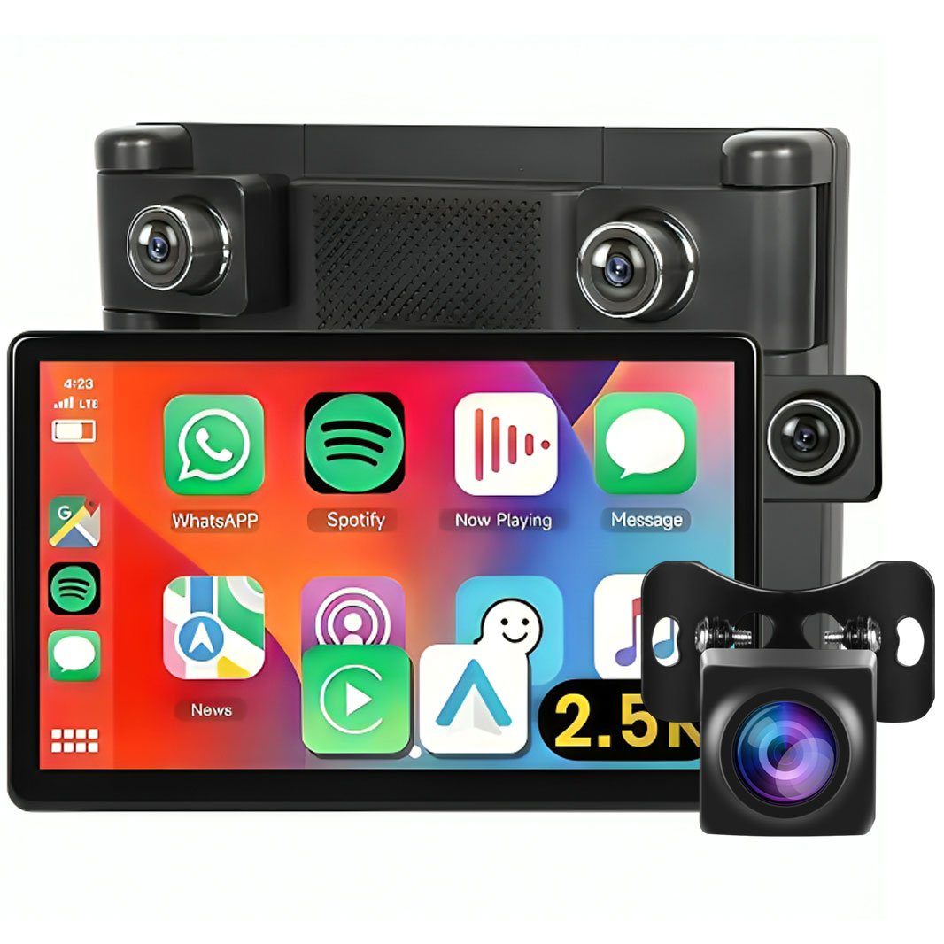 Автомобільний дисплей CarPlay з камерою заднього виду 15м Podofo A3782 8", бездротовий Apple CarPlay та Android Auto, монітор з відеореєстратором, Bluetooth, FM, AUX