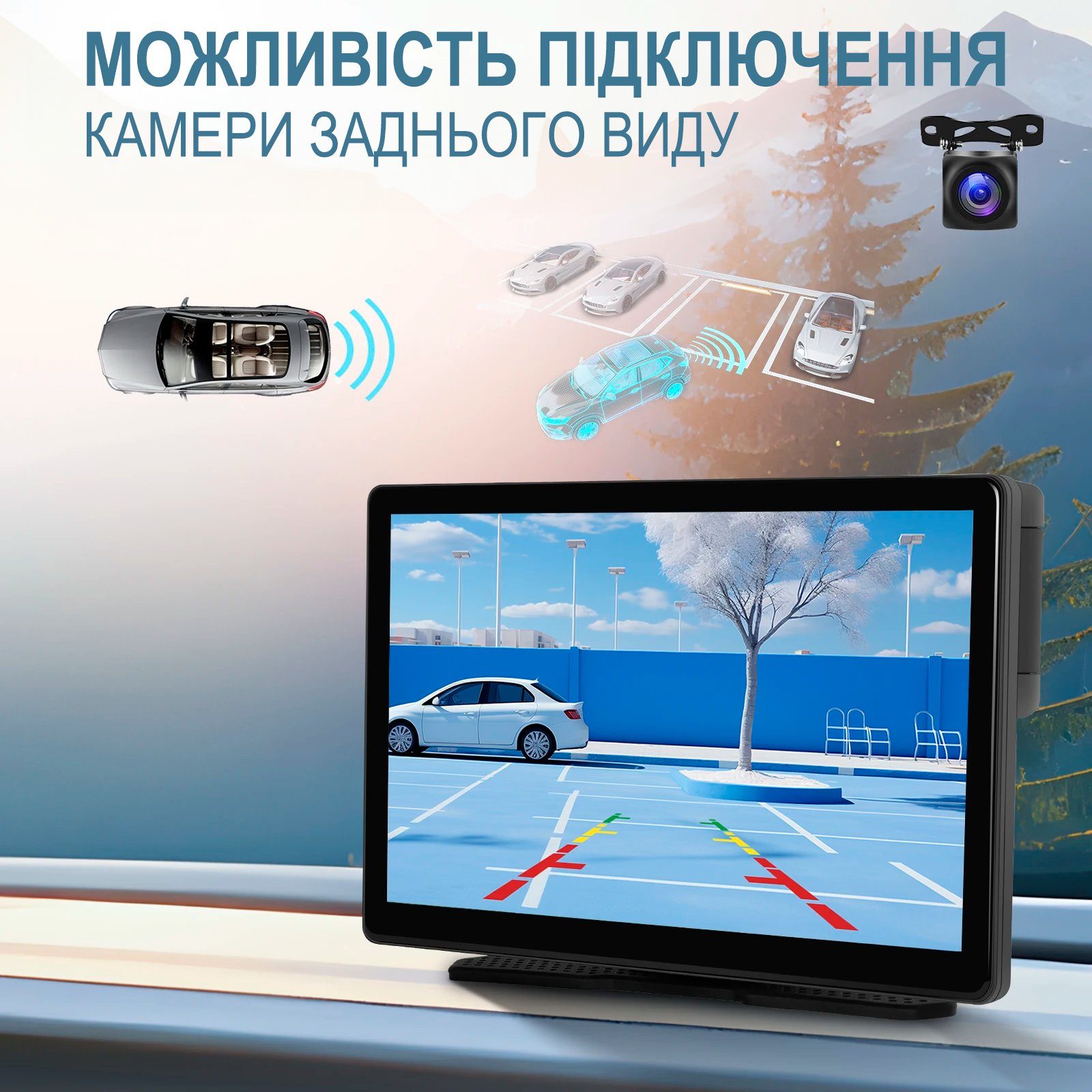 Автомобільний дисплей CarPlay з камерою заднього виду 15м Podofo A3782 8", бездротовий Apple CarPlay та Android Auto, монітор з відеореєстратором, Bluetooth, FM, AUX 11
