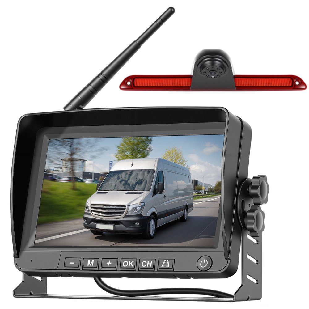 Бездротова камера заднього виду з монітором 7" для Mercedes Sprinter 2006-2019 Podofo A4499, паркувальний комплекс з відеореєстратором 10