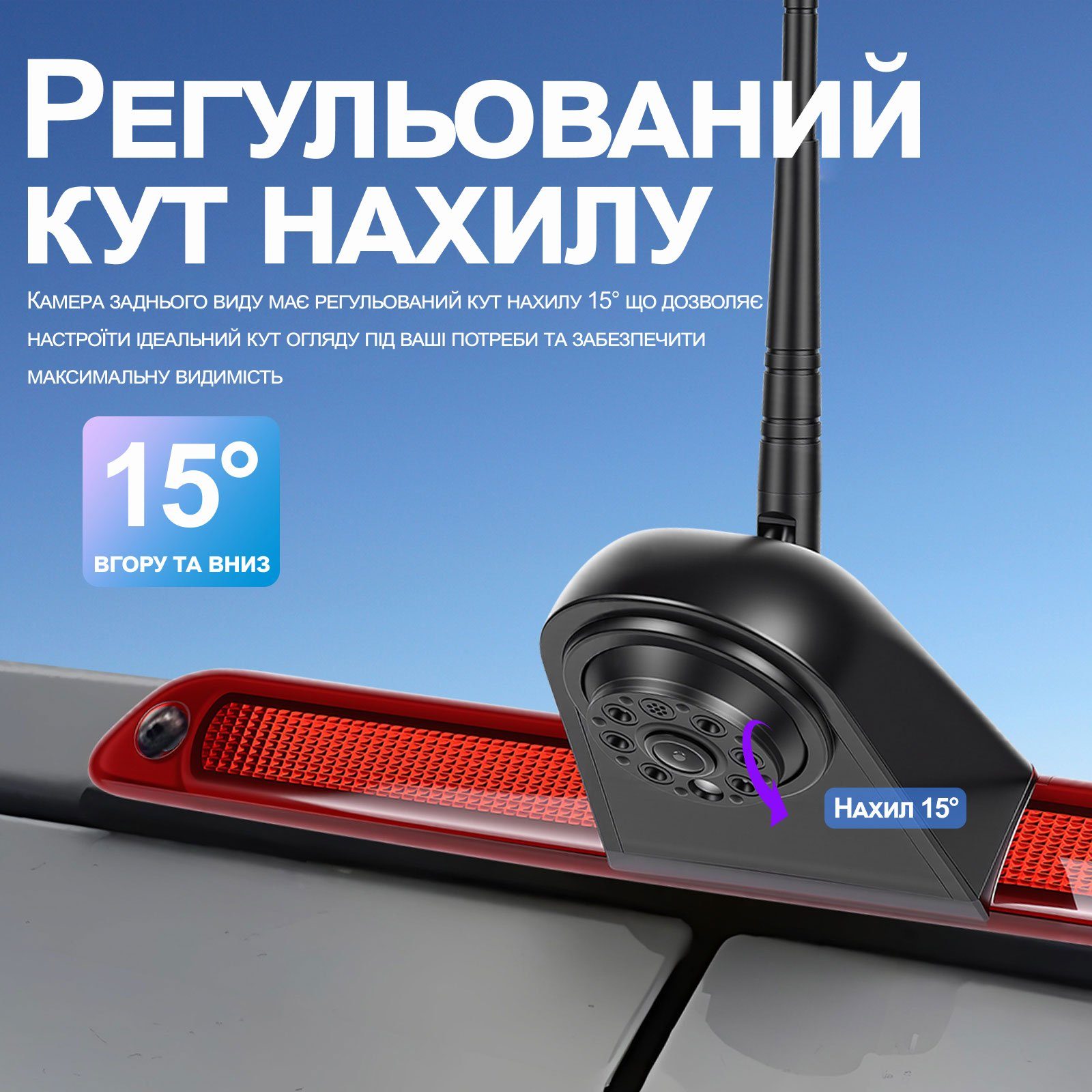 Бездротова камера заднього виду з монітором 7" для Mercedes Sprinter 2006-2019 Podofo A4499, паркувальний комплекс з відеореєстратором 5