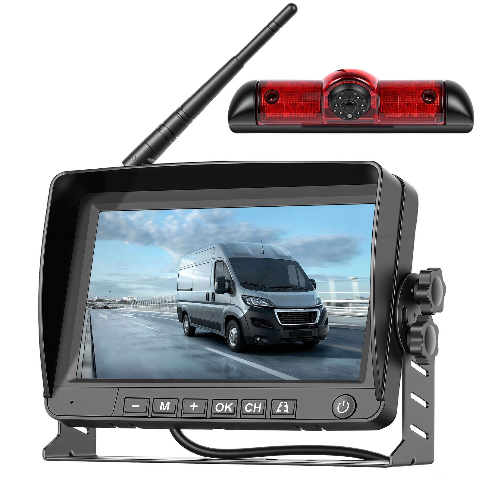 Бездротова камера заднього виду з монітором 7" для FIAT Ducato, Peugeot Boxer, Citroen Jumper 2006-2017 Podofo A4500, паркувальний комплекс з відеореєстратором