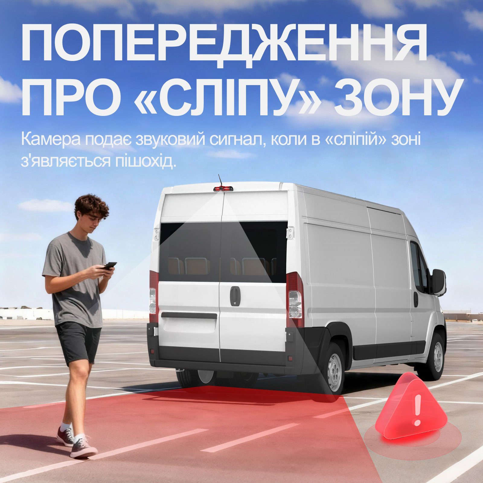 Бездротова камера заднього виду з монітором 7" для FIAT Ducato, Peugeot Boxer, Citroen Jumper 2006-2017 Podofo A4500, паркувальний комплекс з відеореєстратором 3