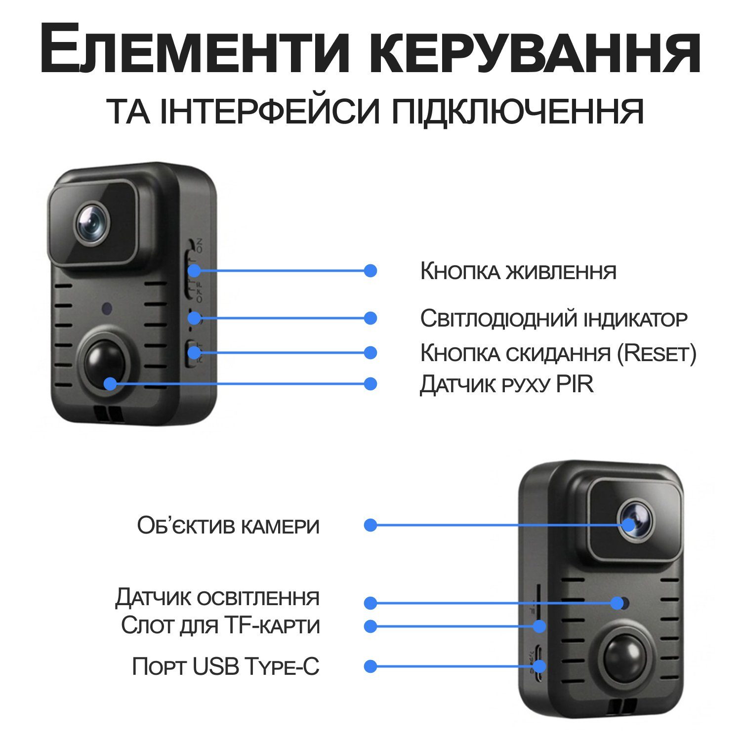 WiFi міні камера відеоспостереження з датчиком руху Digital Lion MD23, до 90 днів автономної роботи, з нічним баченням, бодікамера 1296P 9