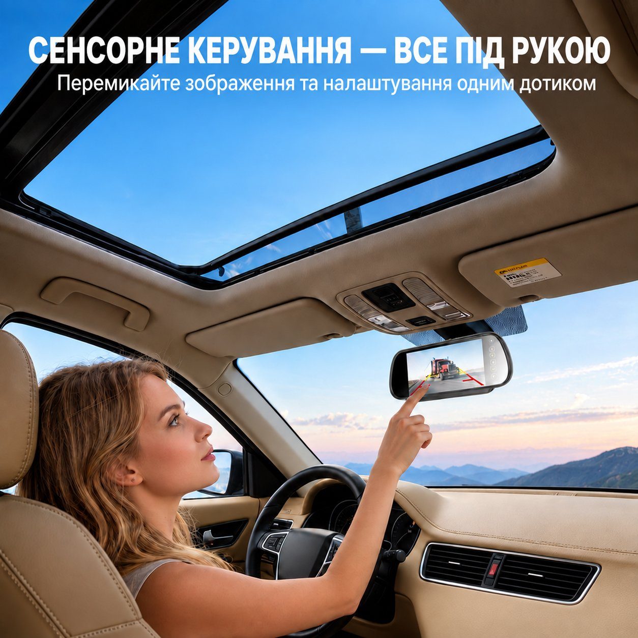 Автомобільний монітор-дзеркало для камер заднього виду 7" Podofo A4671, з сенсорним екраном, паркувальними лініями та пультом керування, RCA, 12-24 В 6
