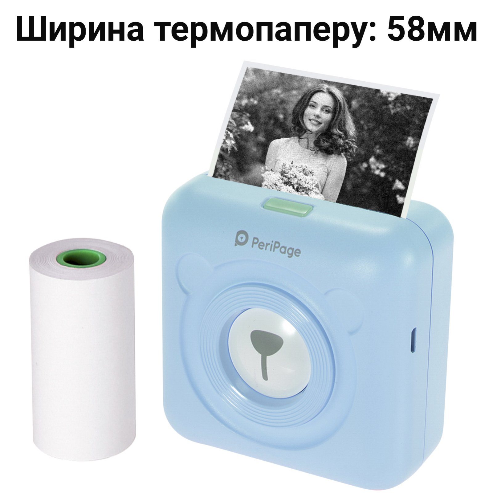 Портативний bluetooth термопринтер для смартфона PeriPage A6, блакитний 8