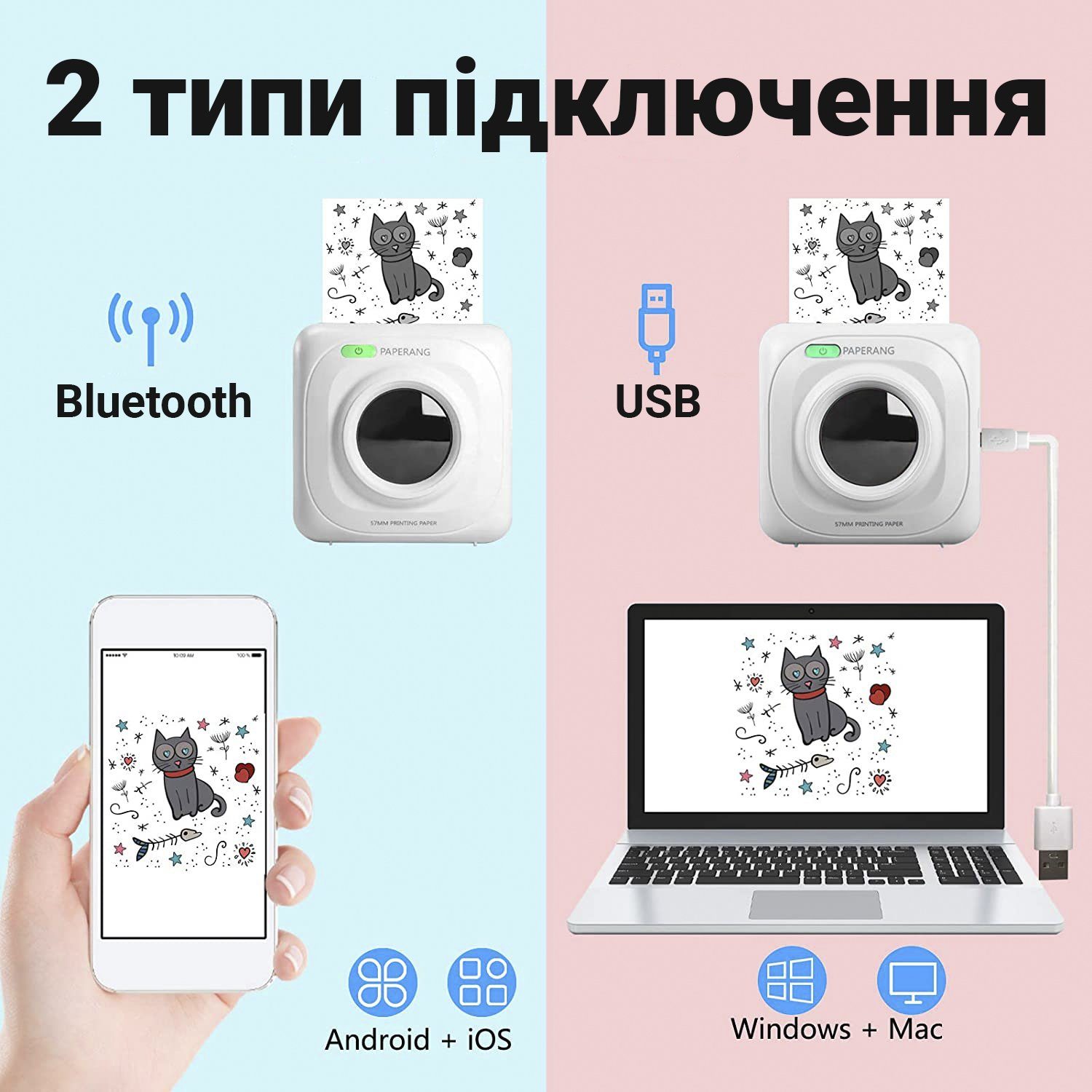 Портативний кишеньковий мобільний принтер для телефону з bluetooth підключенням Paperang P1 5
