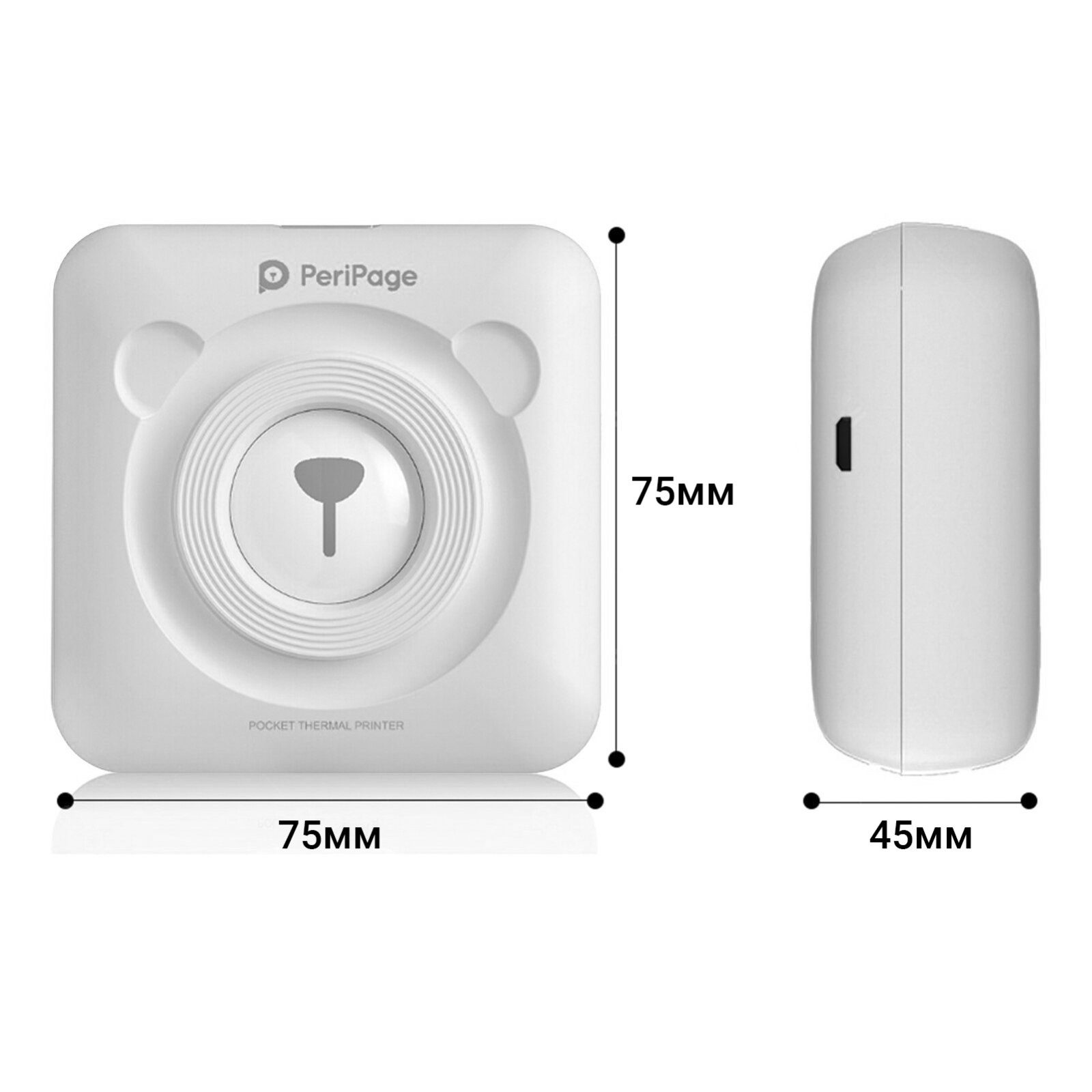 Портативний bluetooth термопринтер для смартфона PeriPage A6, білий 4