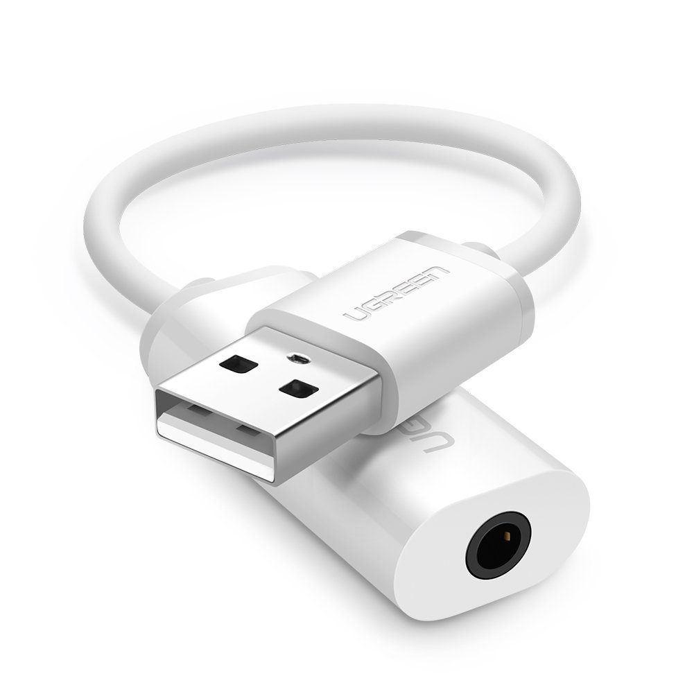 Зовнішня звукова карта Ugreen WUS206, 2в1 USB Audio Adapter, TRRS, USB 2,0, White 2