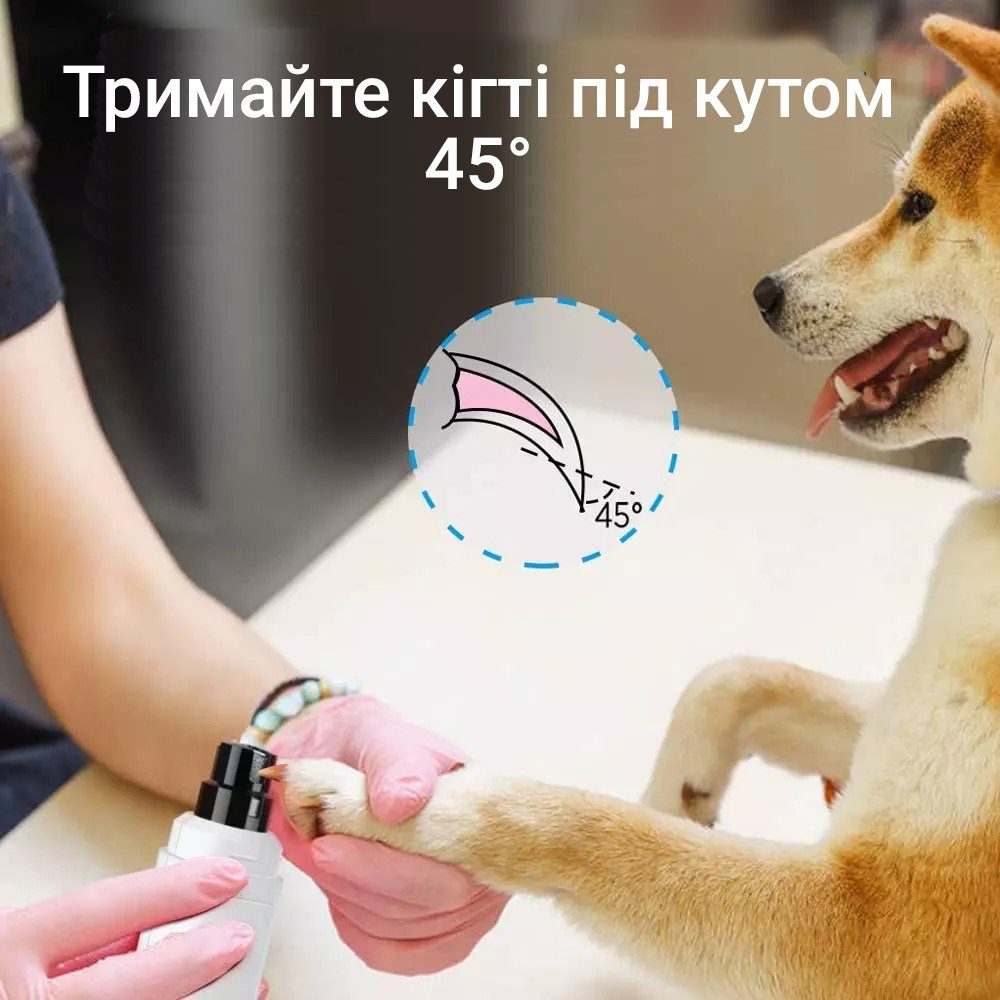 Електричний гриндер для підпилювання кігтів собак та котів iPets NG10, точилка для кігтів тварин, білий 9