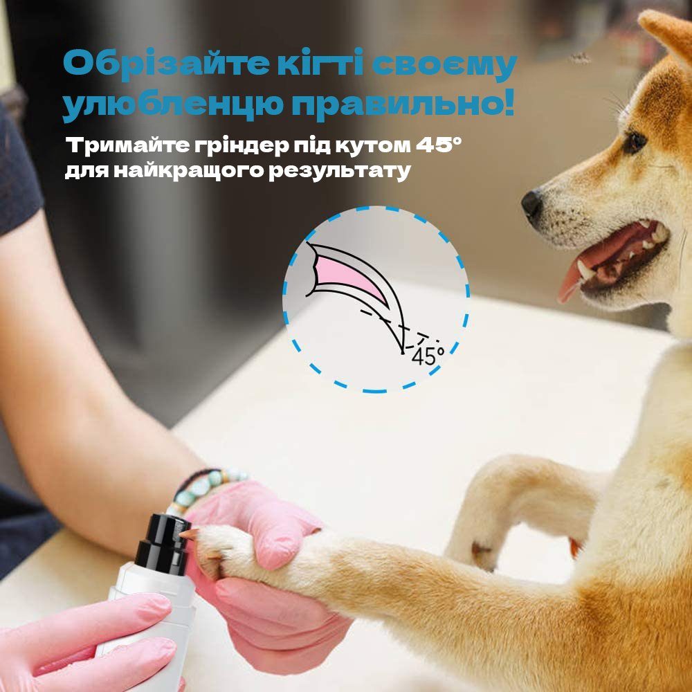 Гриндер для догляду за кігтями собак і кішок iPets NG10, електрична кігтеточка, blue 6