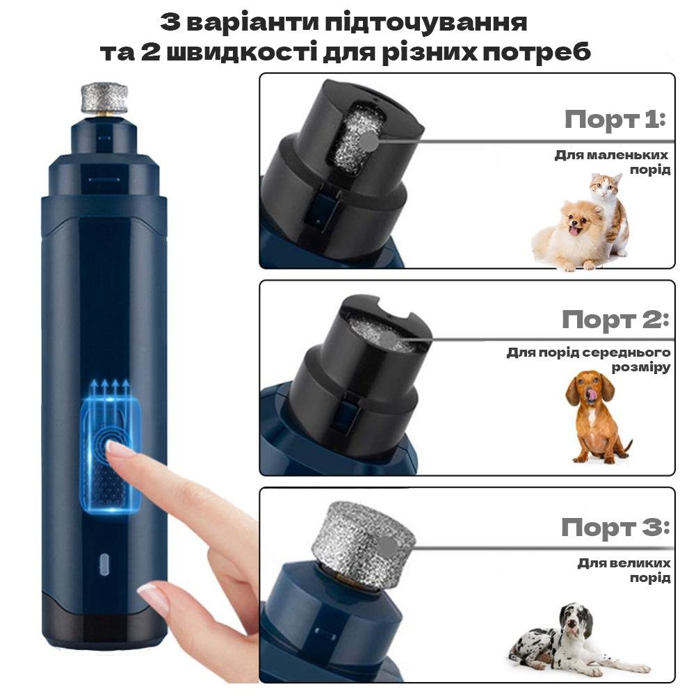 Гриндер для догляду за кігтями собак і кішок iPets NG10, електрична кігтеточка, blue 4