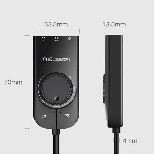 Зовнішня USB звукова карта Ugreen CM129 з регулятором гучності | Аудіо-адаптер на 3 порти 3,5 мм Jack 7