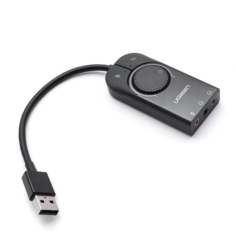 Зовнішня USB звукова карта Ugreen CM129 з регулятором гучності | Аудіо-адаптер на 3 порти 3,5 мм Jack 3
