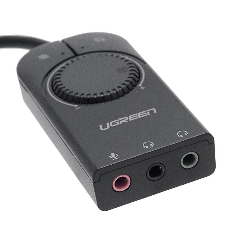 Зовнішня USB звукова карта Ugreen CM129 з регулятором гучності | Аудіо-адаптер на 3 порти 3,5 мм Jack 4