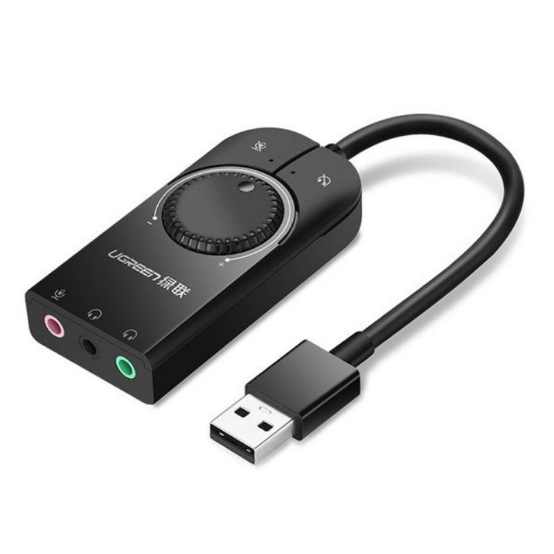 Зовнішня USB звукова карта Ugreen CM129 з регулятором гучності | Аудіо-адаптер на 3 порти 3,5 мм Jack 5