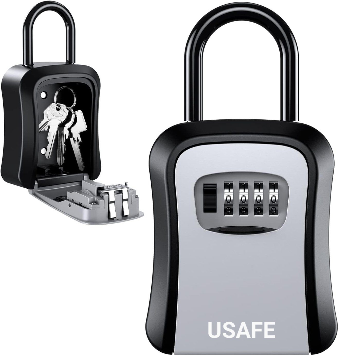 Підвісний металевий міні сейф для ключів uSafe KS-05, з гачком і паролем, Сірий 12