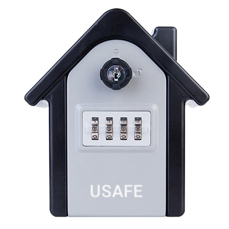 Антивандальний зовнішній міні сейф для ключів uSafe KS-06, в формі будинку, з кодовим замком і ключем, настінний, Сірий 12