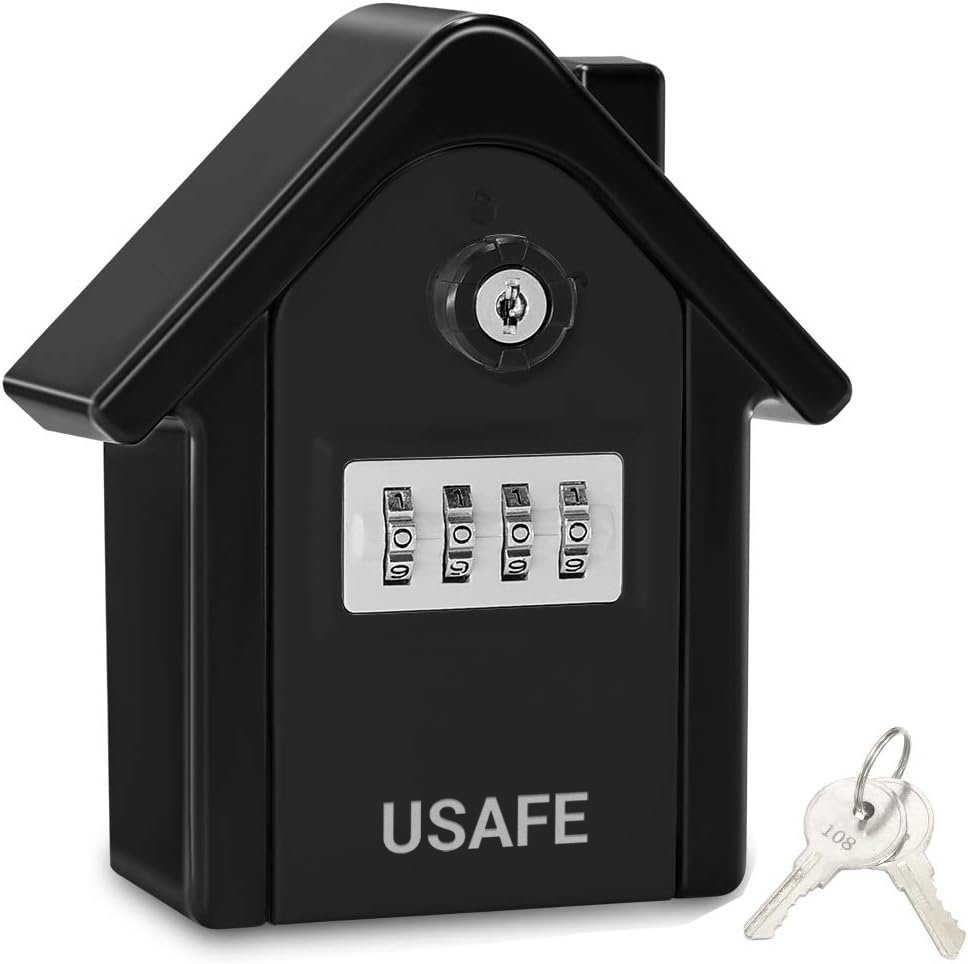 Антивандальний зовнішній міні сейф для ключів uSafe KS-06, в формі будинку, з кодовим замком і ключем, настінний, Чорний 11