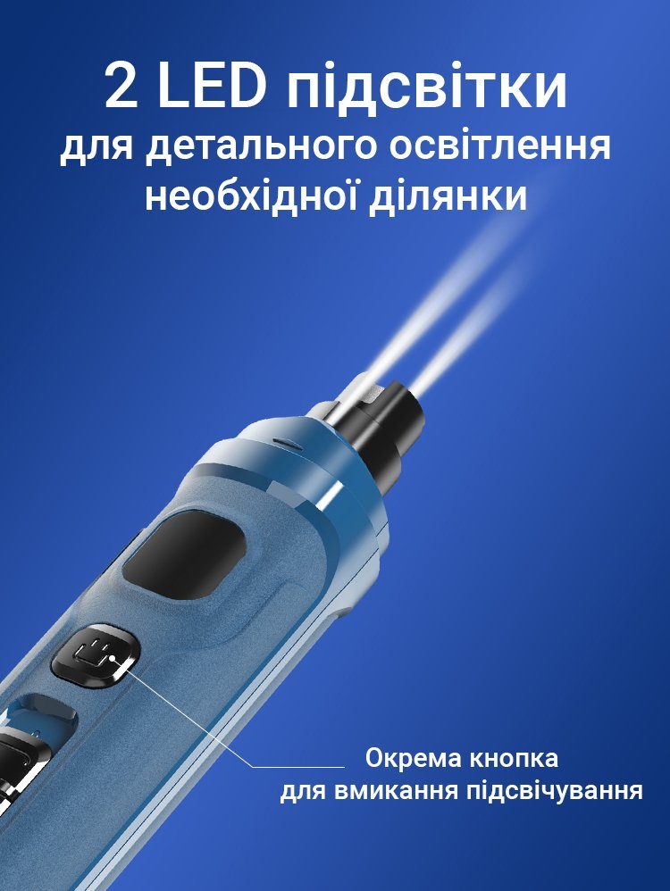 Професійний гриндер, електрична кігтеточилка iPets NG30, кігтеріз для кішок і собак, blue 11