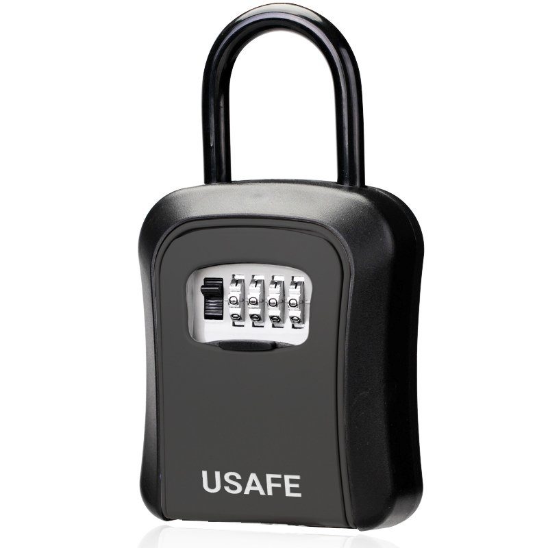 Підвісний металевий міні сейф для ключів uSafe KS-05, з гачком і паролем, Чорний 12