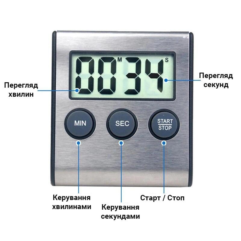 Кухонний таймер uChef TM-02 з режимом секундоміра і звуковою індикацією 4