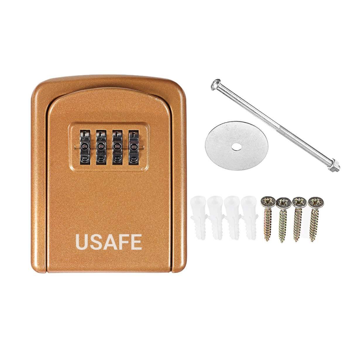 Антивандальний настінний міні сейф uSafe KS-08 для ключів, з кодовим замком, Золотий 11