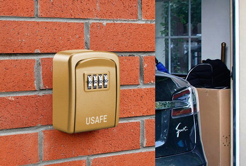 Антивандальний настінний міні сейф uSafe KS-08 для ключів, з кодовим замком, Золотий 8