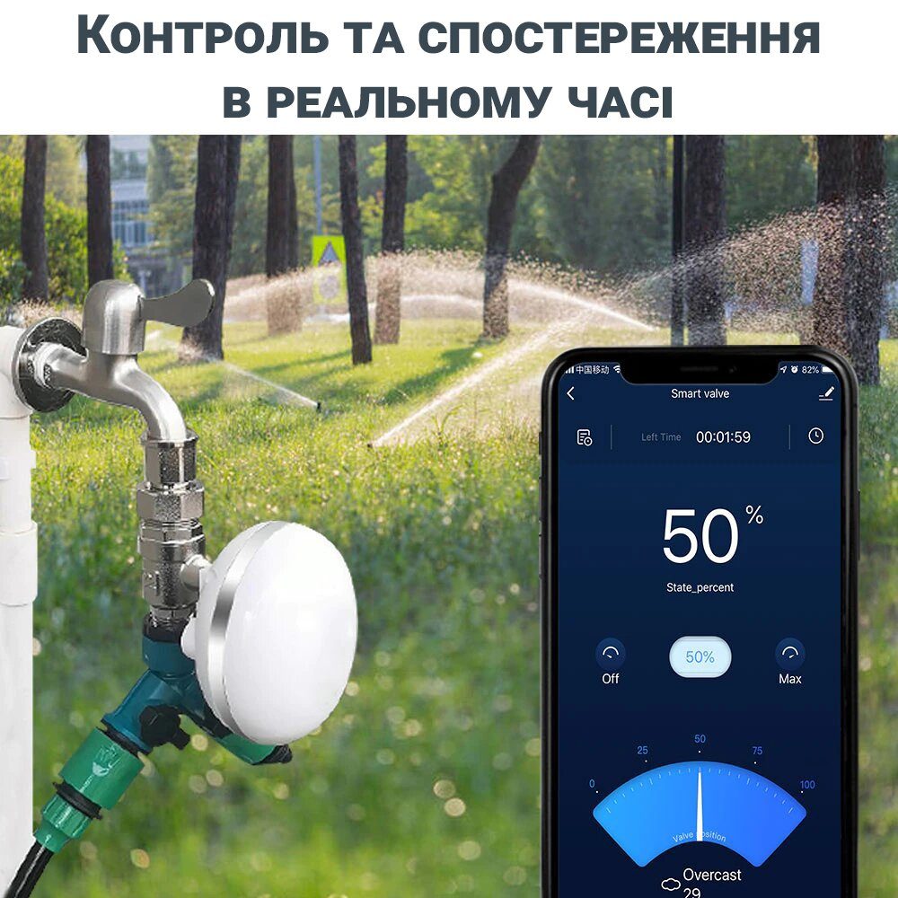 Розумний Wi-Fi кульовий кран з електроприводом USmart SM-02w, садовий клапан для поливу, підтримка Tuya, DN25, 1" 8
