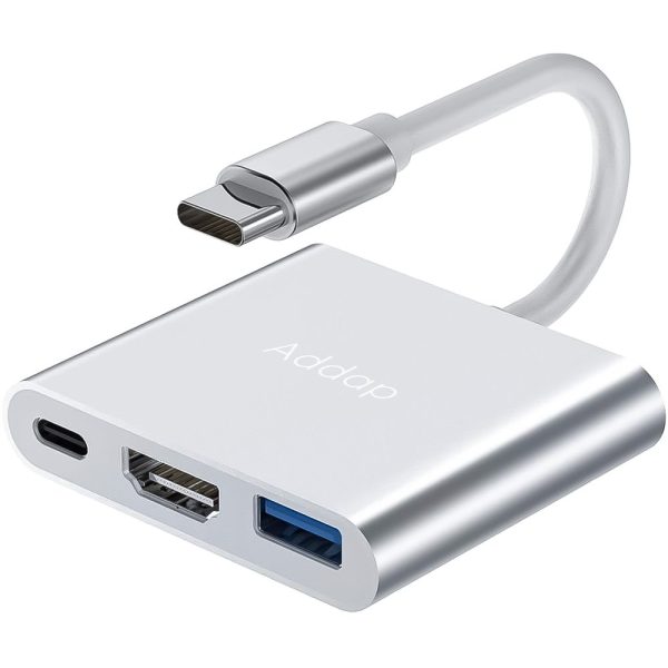 USB Type-C хаб Addap MH-06, адаптер-концентратор для ноутбука, MacBook 3 в 1: USB 3,0, HDMI, Type-C
