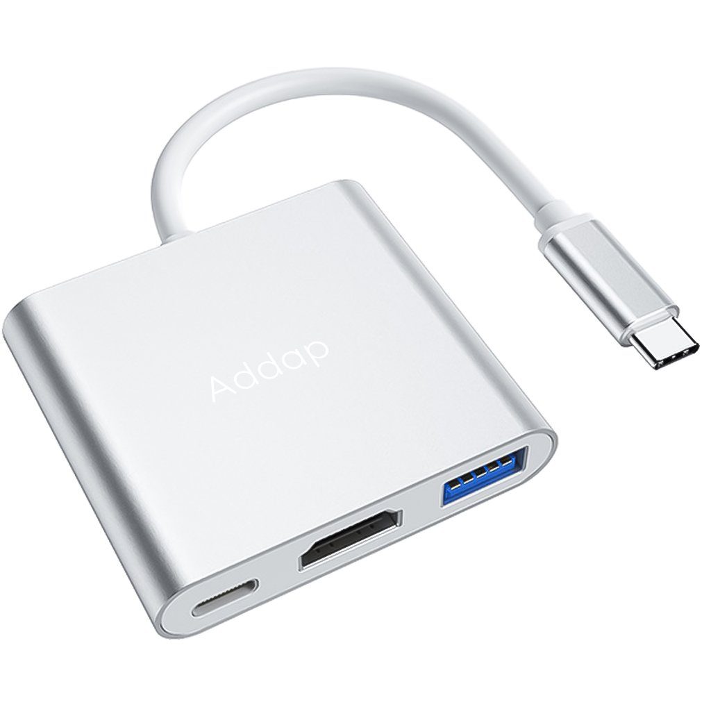 USB Type-C хаб Addap MH-06, адаптер-концентратор для ноутбука, MacBook 3 в 1: USB 3,0,  HDMI, Type-C 9