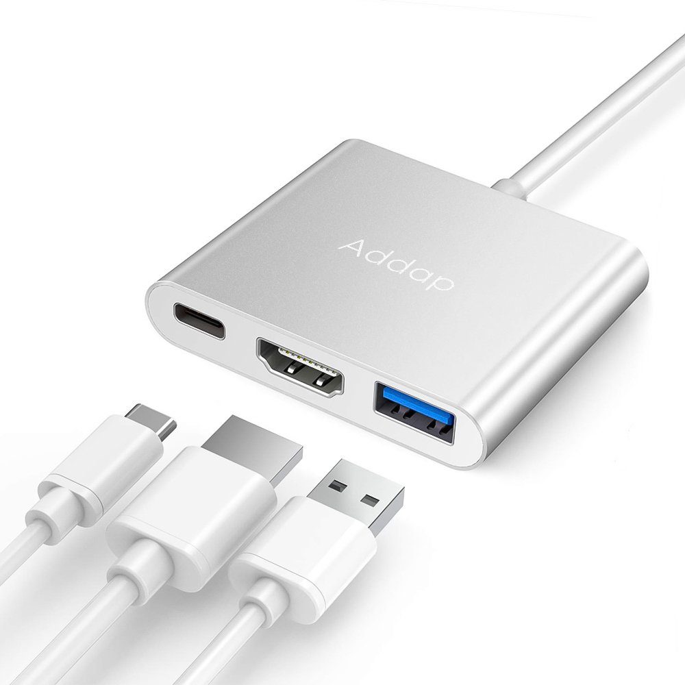 USB Type-C хаб Addap MH-06, адаптер-концентратор для ноутбука, MacBook 3 в 1: USB 3,0,  HDMI, Type-C 10