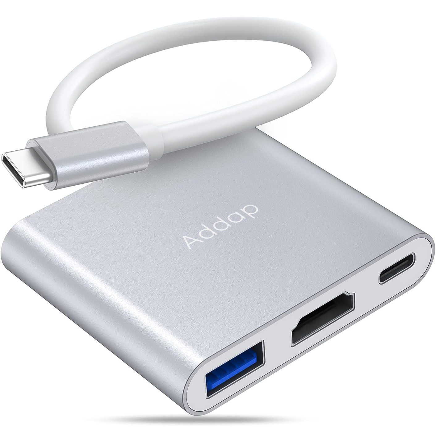 USB Type-C хаб Addap MH-06, адаптер-концентратор для ноутбука, MacBook 3 в 1: USB 3,0,  HDMI, Type-C 2