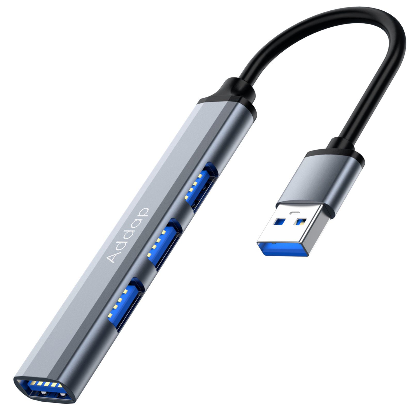 USB-хаб, концентратор / розгалужувач для ноутбука Addap UH-05, на 4 порти USB 3.0 + USB 2.0, Gray 10