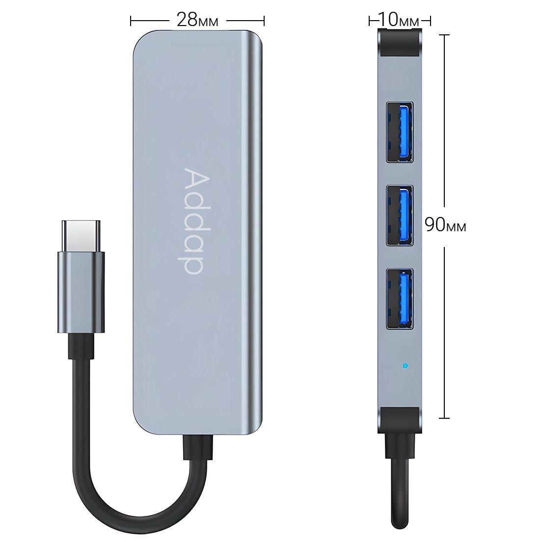 USB Type-C Hub, концентратор для ноутбука Addap UH-06, Хаб на 4 USB порти 11