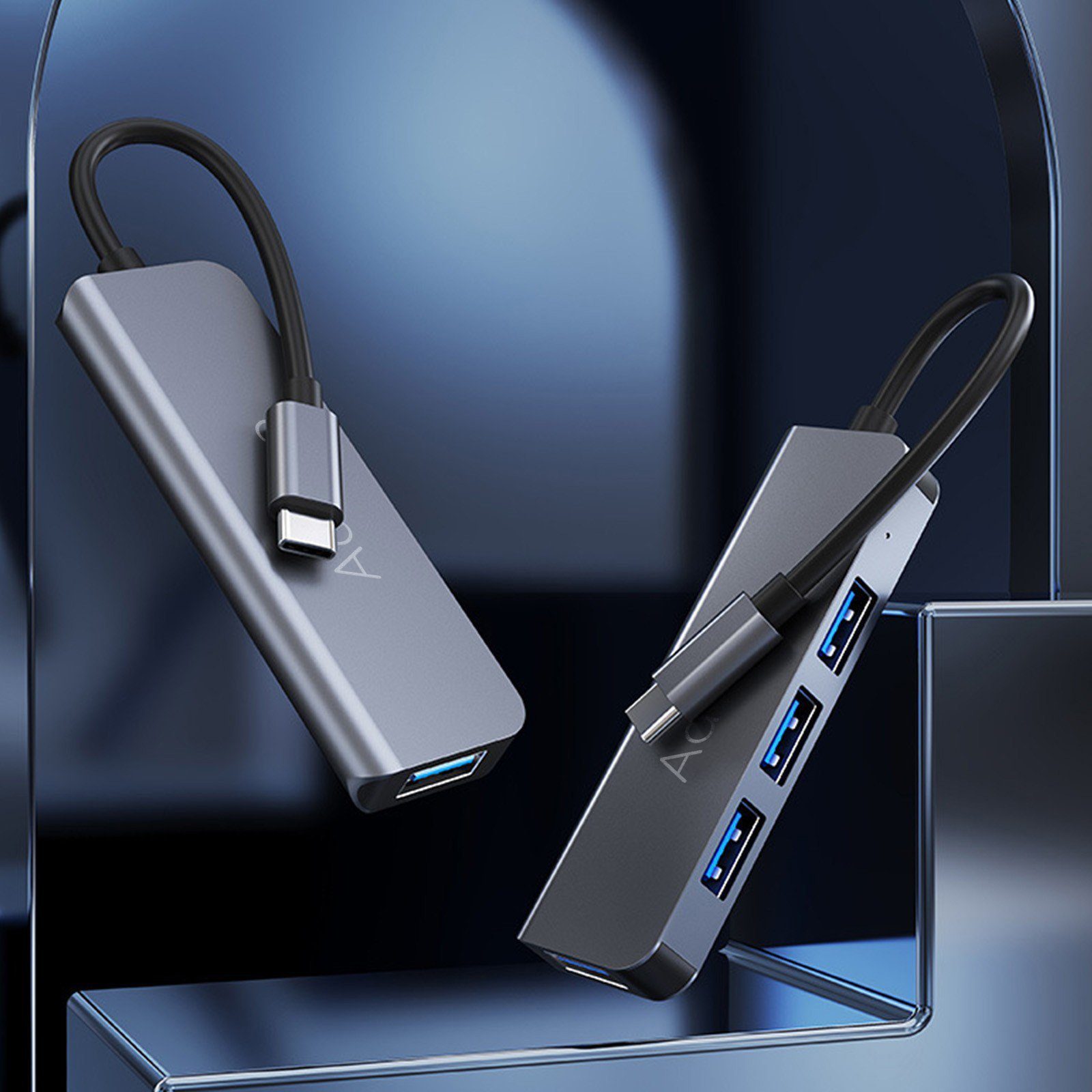 USB Type-C Hub, концентратор для ноутбука Addap UH-06, Хаб на 4 USB порти 9