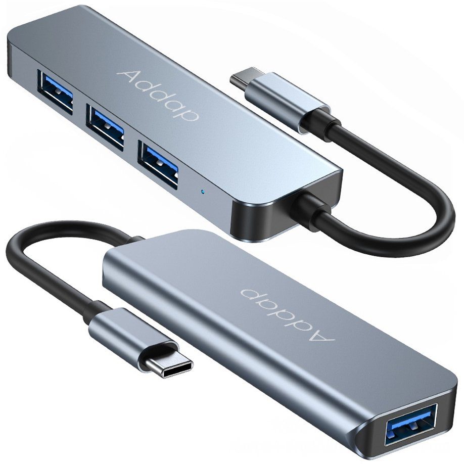 USB Type-C Hub, концентратор для ноутбука Addap UH-06, Хаб на 4 USB порти 2
