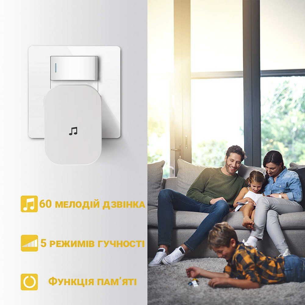 Приймач зі дзвінком для розумного відеодомофону/відеовічка USmart WC-01 | ресивер для пристроїв Tuya, Білий 6