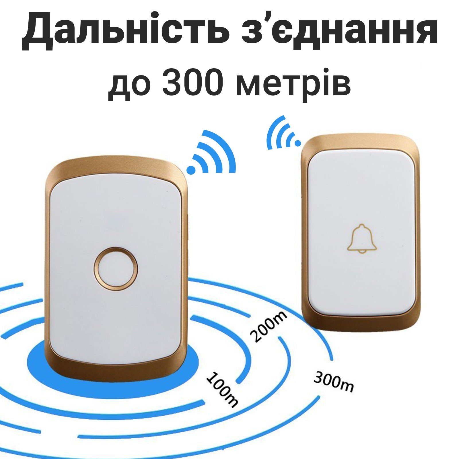 Дверний дзвінок бездротовий з 2-ма кнопками виклику Digital Lion WDB-01-1, до 300 метрів, золотий 7