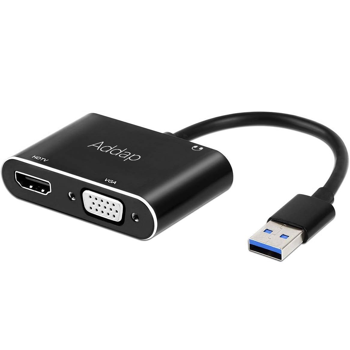 Багатофункціональний USB хаб для ноутбука Addap MH-12 для передачі відео, перехідник з USB 3.0 на 2 порти HDMI + VGA 12