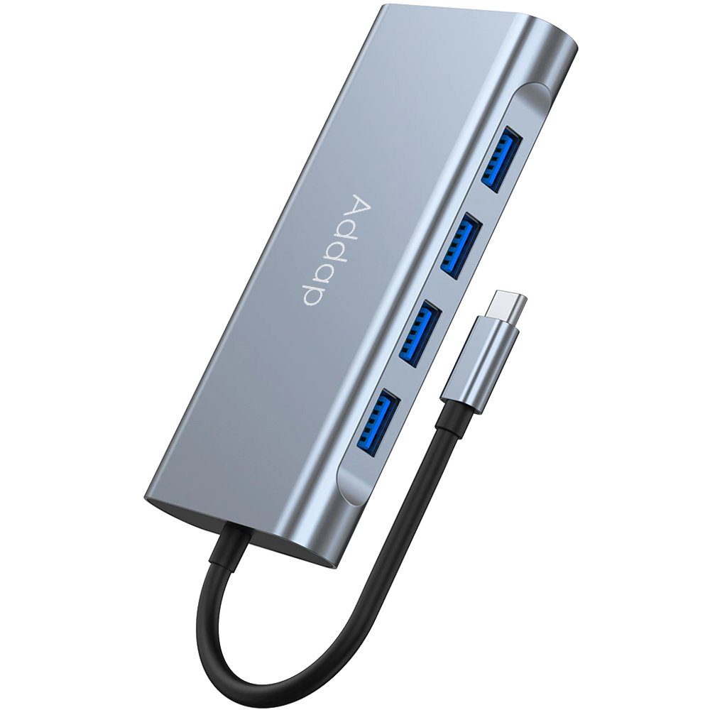 USB Type-C хаб Addap MH-13 для ноутбука, багатофункціональний розгалужувач 11в1: 4×USB 3.0, HDMI, VGA, Ethernet, SD, MicroSD, аудіо 3.5 мм 12