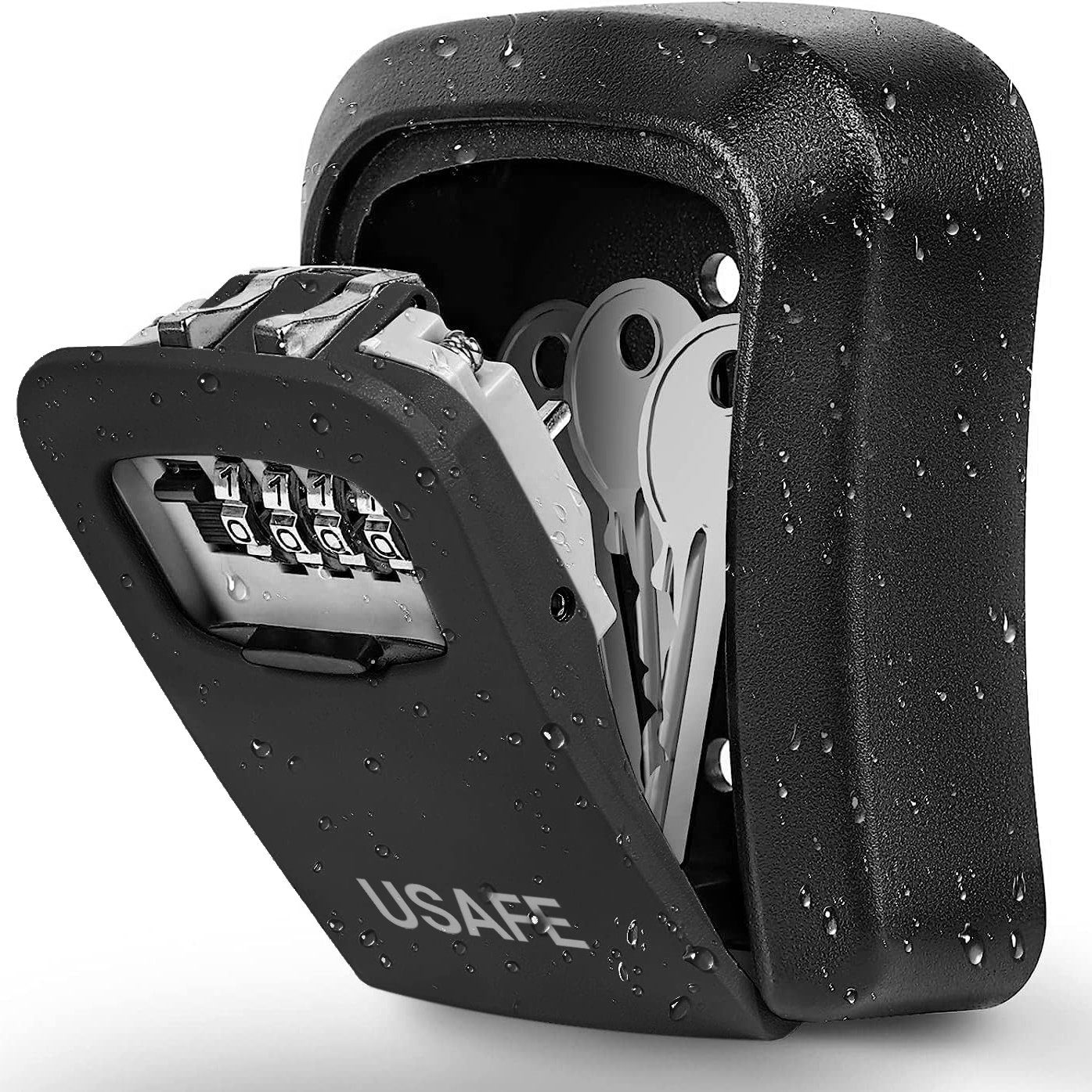 Зовнішній міні сейф для ключів uSafe KS-03p, з кодовим замком, настінний, пластиковий, Чорний 3