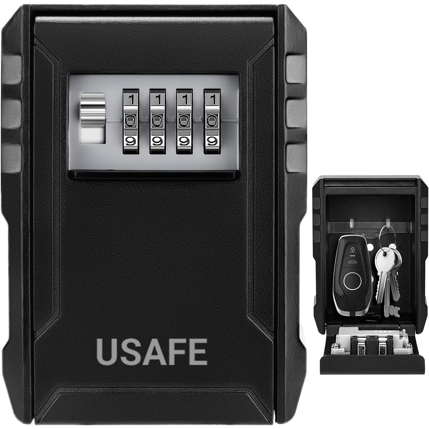 Антивандальний зовнішній міні сейф для ключів uSafe KS-09, з кодовим замком, настінний, Чорний 2